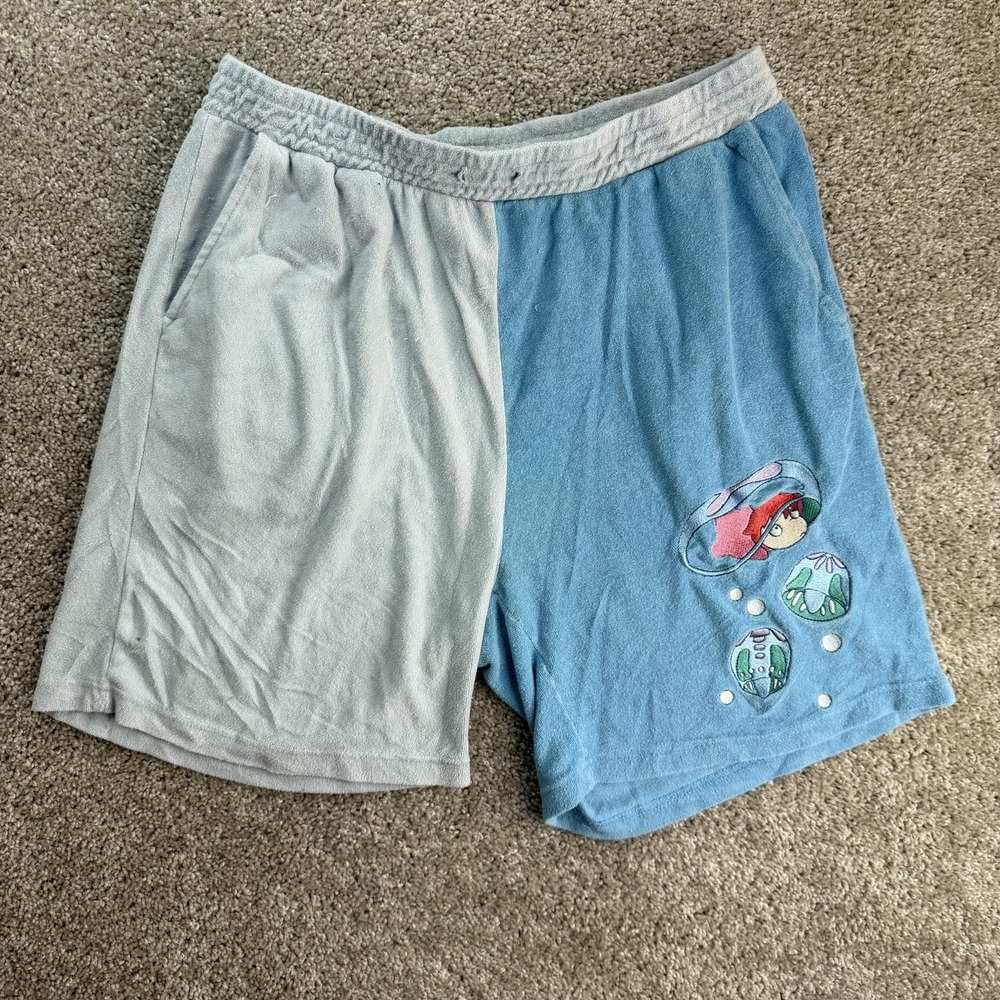 Her Universe Sweat Shorts Womens XL Blue Colorblock Terry Ponyo Studio Ghibli